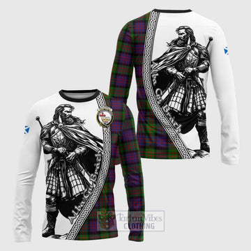 MacDonald (McDonald) Tartan Clan Crest Long Sleeve T-Shirt with Highlander Warrior Celtic Style