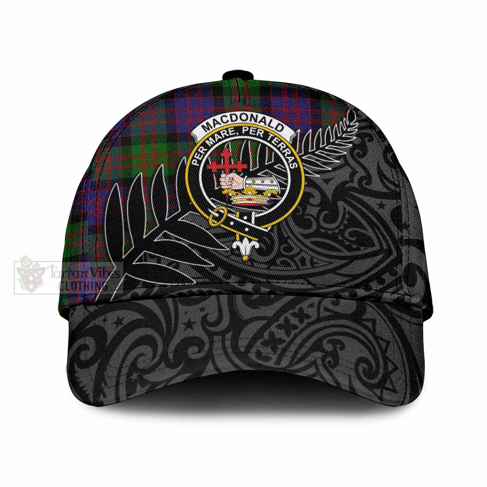 Tartan Vibes Clothing MacDonald (McDonald) Tartan Classic Cap with New Zealand Silver Fern Half Style