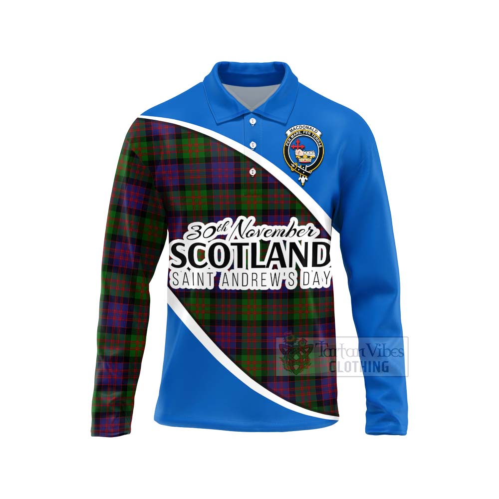 Tartan Vibes Clothing MacDonald (McDonald) Family Crest Tartan Long Sleeve Polo Shirt Celebrate Saint Andrew's Day in Style