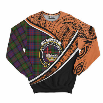 MacDonald (McDonald) Crest Tartan Sweatshirt with Polynesian Vibes Style - Orange Version