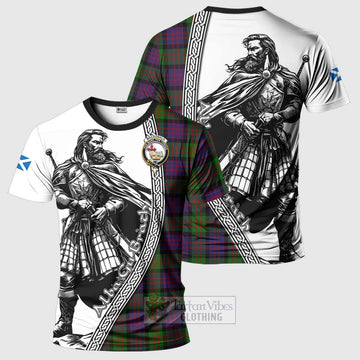 MacDonald (McDonald) Tartan Clan Crest T-Shirt with Highlander Warrior Celtic Style