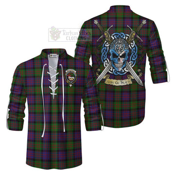 MacDonald (McDonald) Tartan Ghillie Kilt Shirt with Family Crest Celtic Skull Style