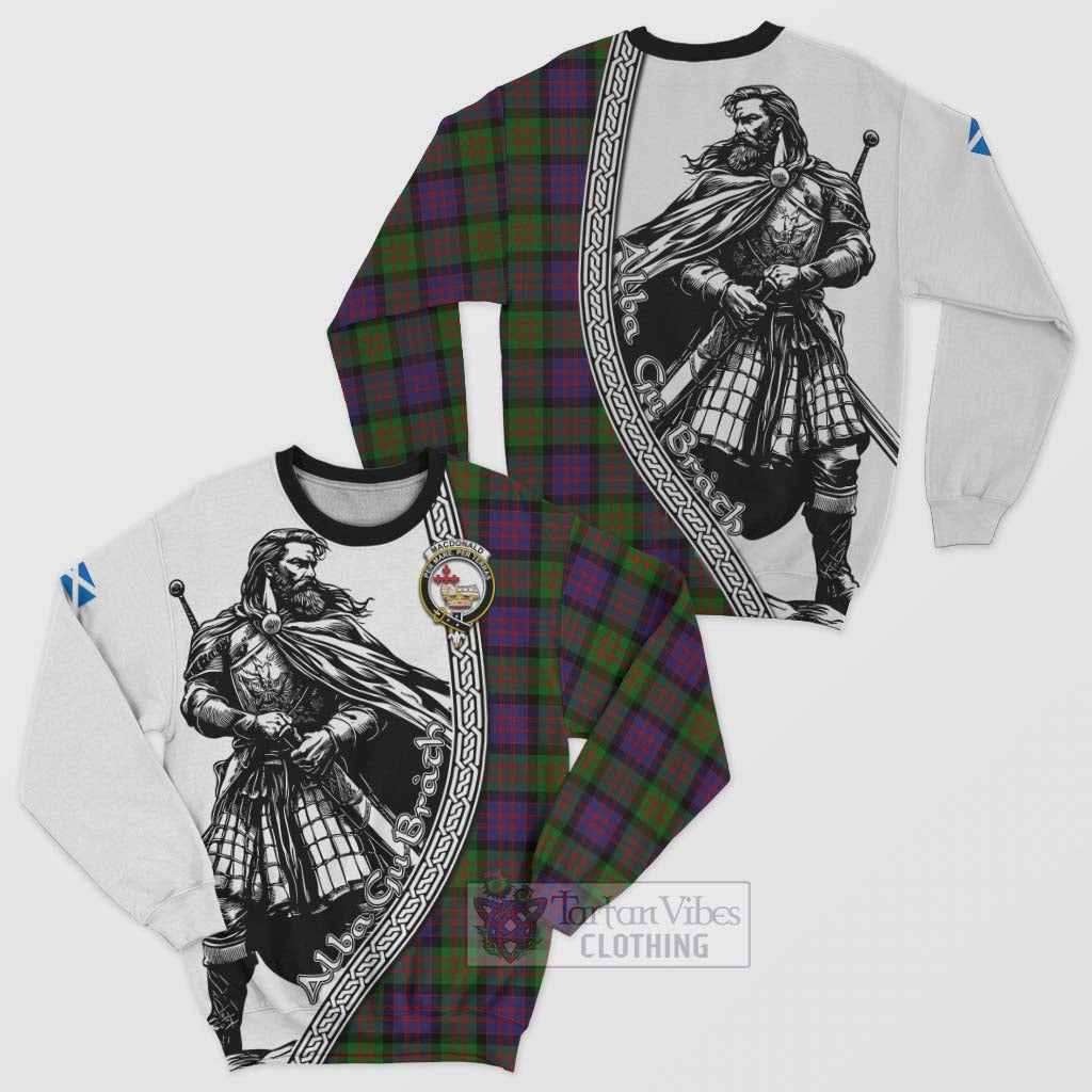 Tartan Vibes Clothing MacDonald (McDonald) Tartan Clan Crest Sweatshirt with Highlander Warrior Celtic Style