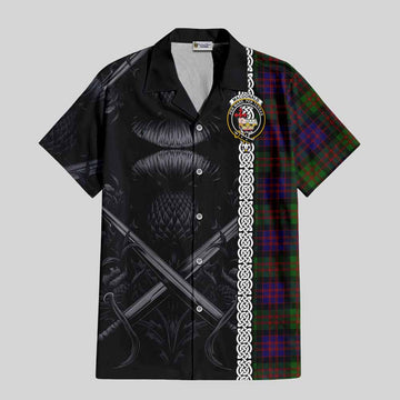 MacDonald (McDonald) Tartan Hawaiian Shirt with Family Crest Cross Sword Thistle Celtic Vibes Kid - Tartan Vibes Clothing