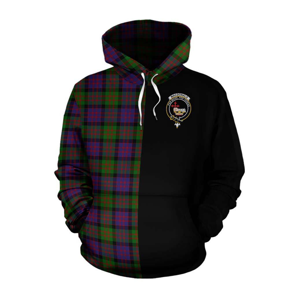 Tartan Vibes Clothing MacDonald (McDonald) Tartan Cotton Hoodie with Family Crest and Half Of Me Style