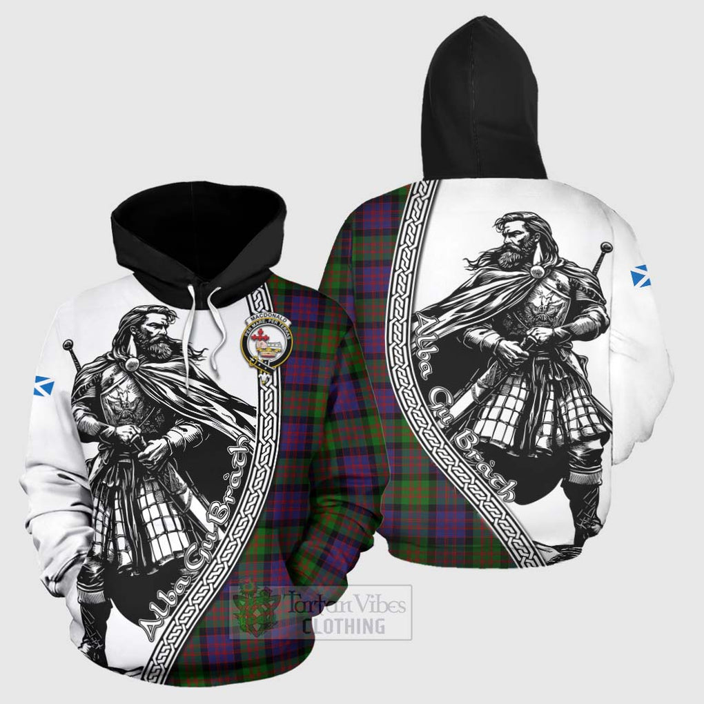 Tartan Vibes Clothing MacDonald (McDonald) Tartan Clan Crest Hoodie with Highlander Warrior Celtic Style