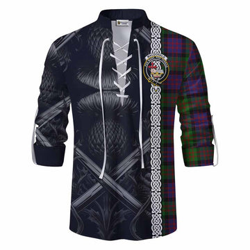 MacDonald (McDonald) Tartan Ghillie Kilt Shirt with Family Crest Cross Sword Thistle Celtic Vibes Men - Tartan Vibes Clothing