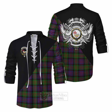 MacDonald (McDonald) Tartan Ghillie Kilt Shirt with Family Crest and Military Logo Style