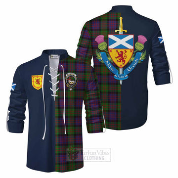 MacDonald (McDonald) Tartan Ghillie Kilt Shirt Alba with Scottish Lion Royal Arm Half Style