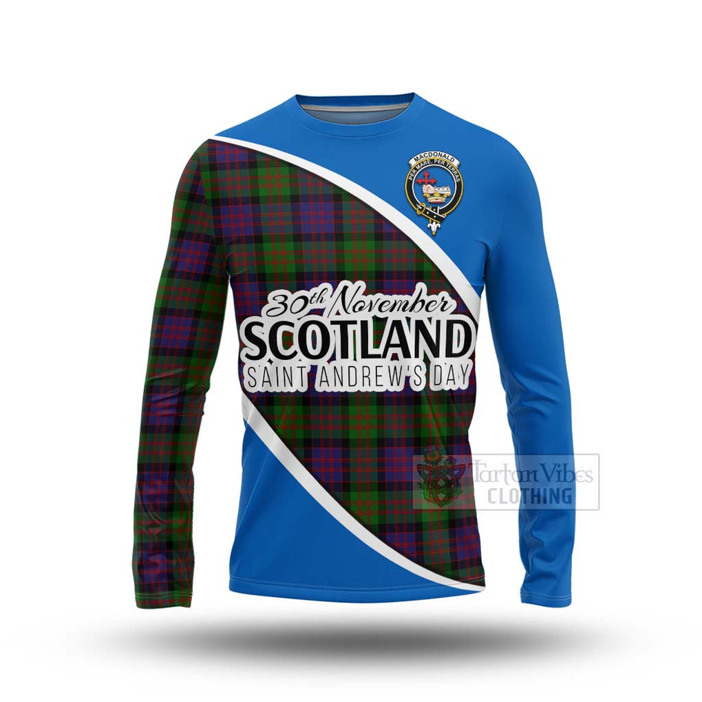 Tartan Vibes Clothing MacDonald (McDonald) Family Crest Tartan Long Sleeve T-Shirt Celebrate Saint Andrew's Day in Style