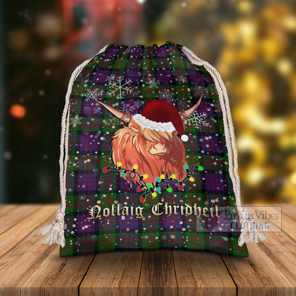 Tartan Vibes Clothing MacDonald (McDonald) Tartan Christmas Santa's Bag with Highland Cow