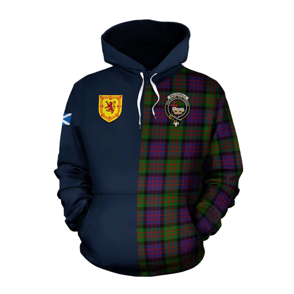 Tartan Vibes Clothing MacDonald (McDonald) Tartan Cotton Hoodie Alba with Scottish Lion Royal Arm Half Style