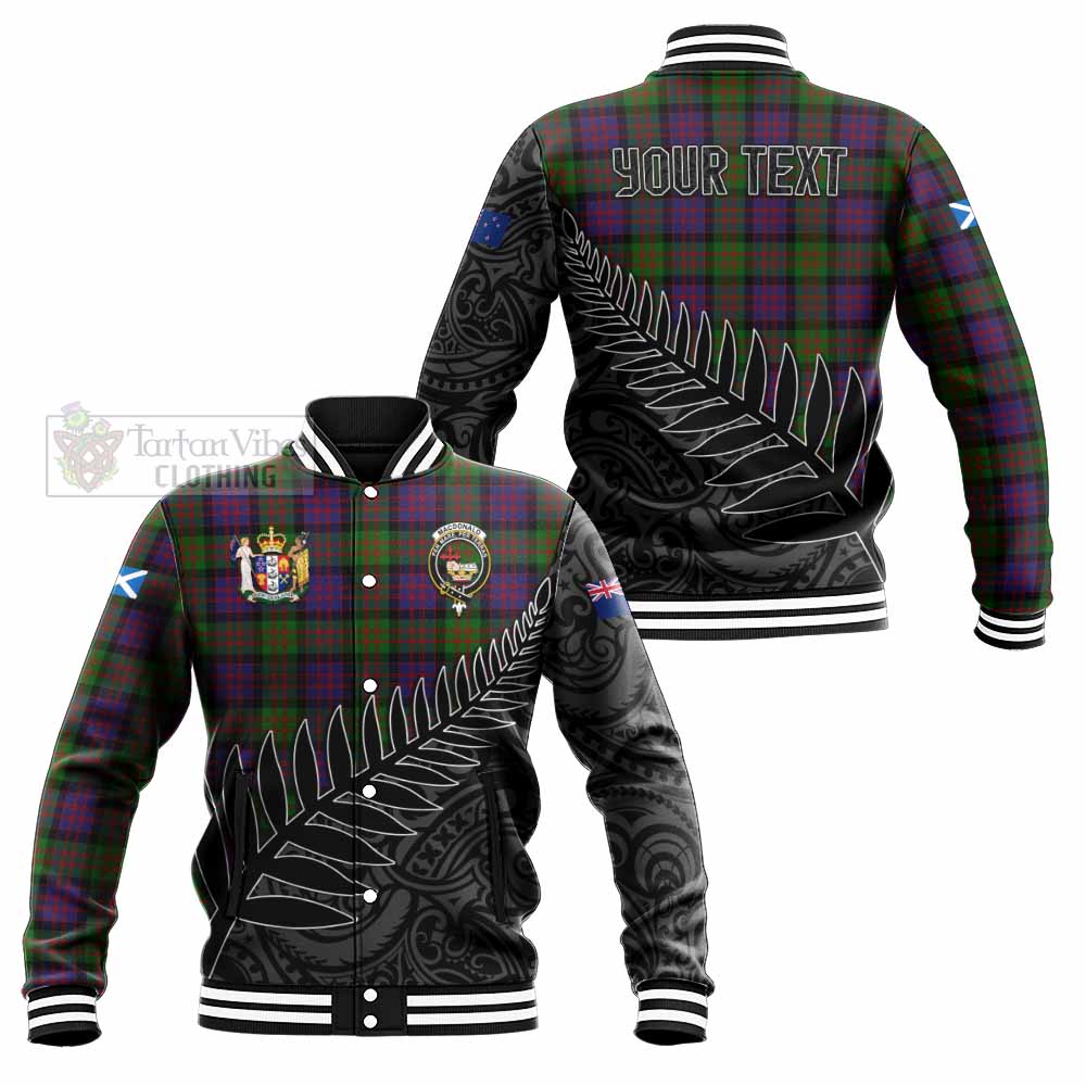 Tartan Vibes Clothing MacDonald (McDonald) Crest Tartan Baseball Jacket with New Zealand Silver Fern Half Style