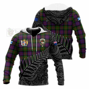 MacDonald (McDonald) Crest Tartan Knitted Hoodie with New Zealand Silver Fern Half Style