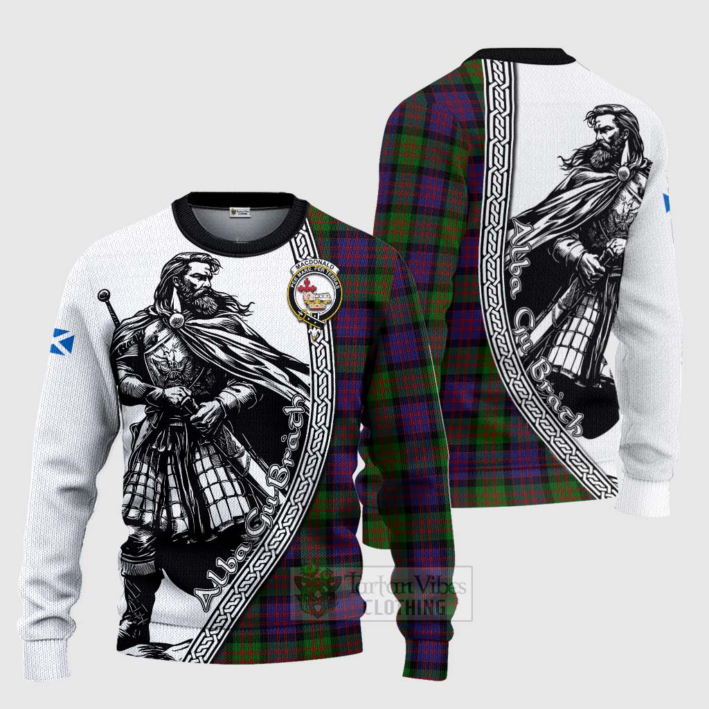 Tartan Vibes Clothing MacDonald (McDonald) Tartan Clan Crest Knitted Sweater with Highlander Warrior Celtic Style