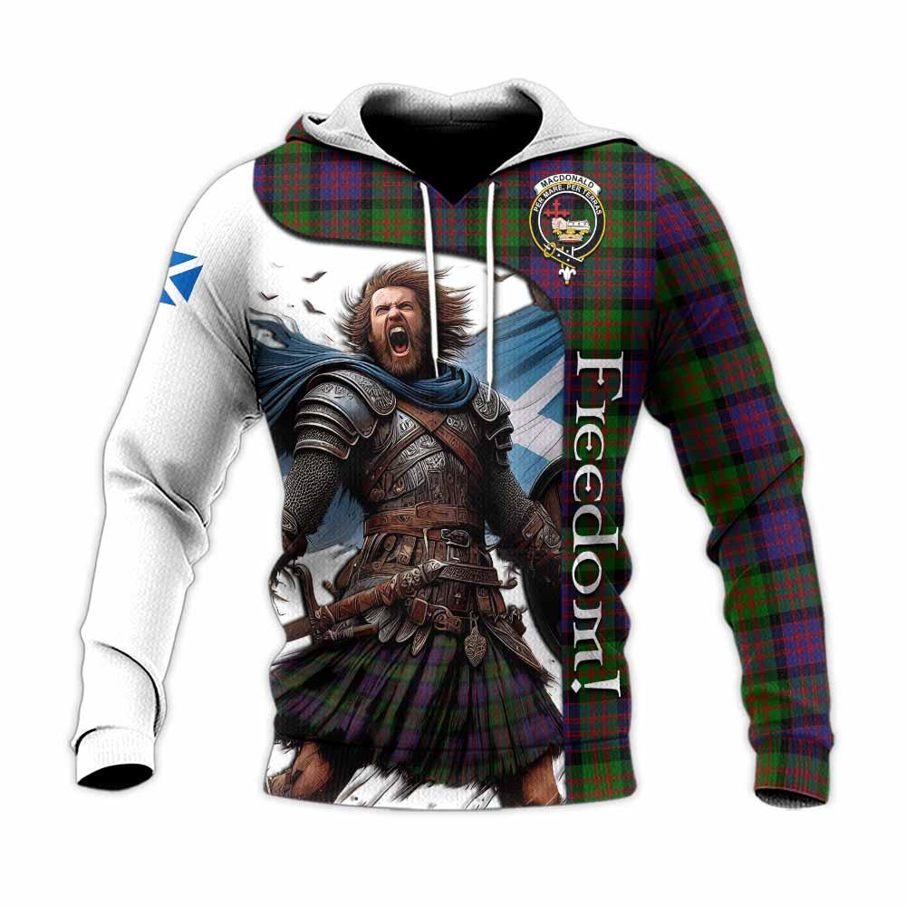 Tartan Vibes Clothing MacDonald (McDonald) Crest Tartan Knitted Hoodie Inspired by the Freedom of Scottish Warrior