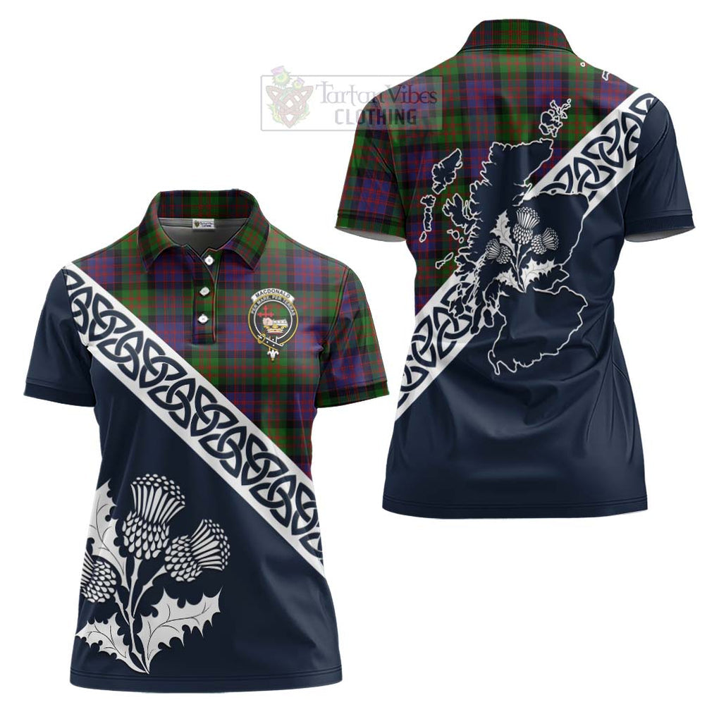 MacDonald (McDonald) Tartan Women's Polo Shirt Featuring Thistle and Scotland Map Women - Tartanvibesclothing Store