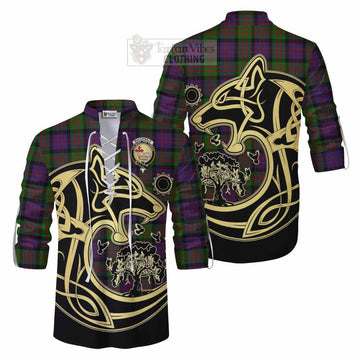 MacDonald (McDonald) Tartan Ghillie Kilt Shirt with Family Crest Celtic Wolf Style