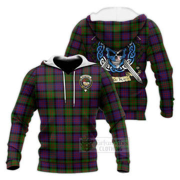 MacDonald (McDonald) Tartan Knitted Hoodie with Family Crest Celtic Skull Style