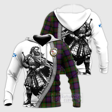 MacDonald (McDonald) Tartan Clan Crest Knitted Hoodie with Highlander Warrior Celtic Style