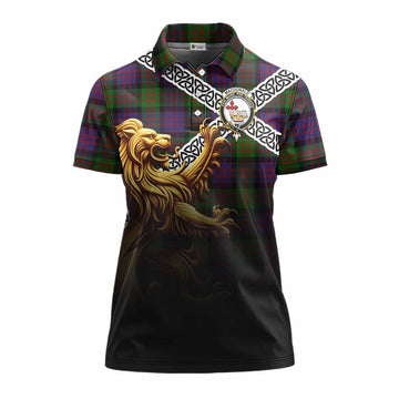 MacDonald (McDonald) Crest Tartan Women's Polo Shirt with Golden Lion Emblem Celtic Style Women - Tartan Vibes Clothing