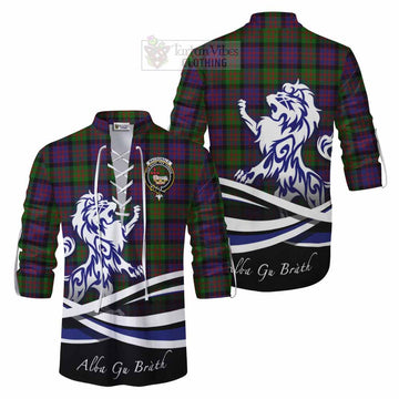 MacDonald (McDonald) Tartan Ghillie Kilt Shirt with Alba Gu Brath Regal Lion Emblem