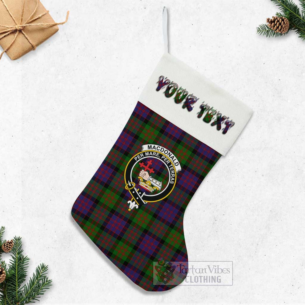 Tartan Vibes Clothing MacDonald (McDonald) Tartan Family Crest Christmas Stocking with Personalized Text