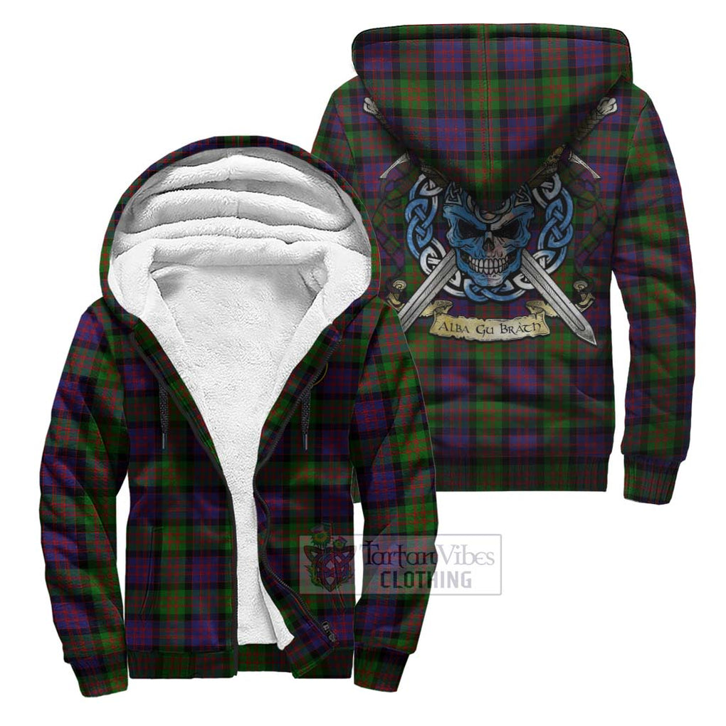 Tartan Vibes Clothing MacDonald (McDonald) Tartan Sherpa Hoodie with Family Crest Celtic Skull Style