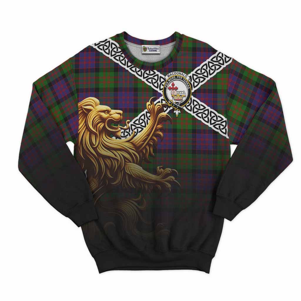 MacDonald (McDonald) Crest Tartan Sweatshirt with Golden Lion Emblem Celtic Style Unisex - Tartan Vibes Clothing