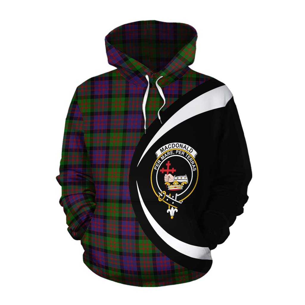 Tartan Vibes Clothing MacDonald (McDonald) Tartan Cotton Hoodie with Family Crest Circle Style