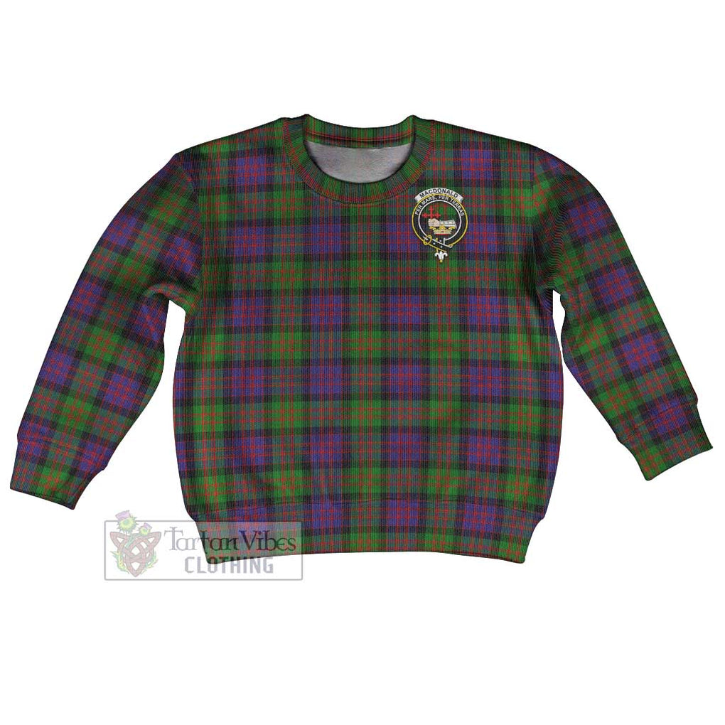 Tartan Vibes Clothing MacDonald (McDonald) Tartan Kid Ugly Sweater with Family Crest