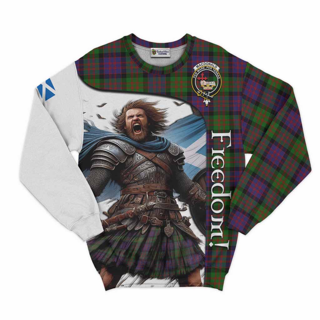 Tartan Vibes Clothing MacDonald (McDonald) Crest Tartan Sweatshirt Inspired by the Freedom of Scottish Warrior