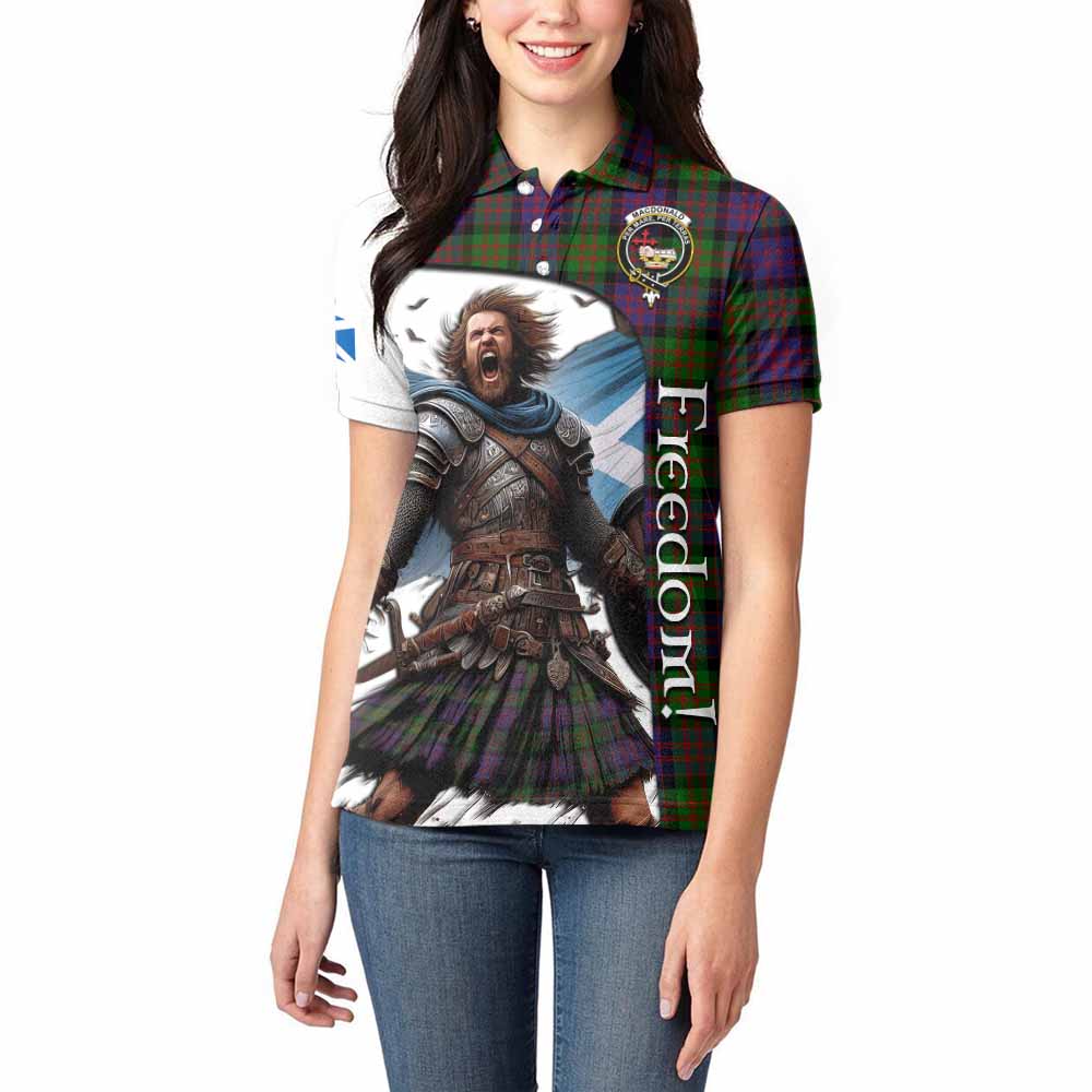 Tartan Vibes Clothing MacDonald (McDonald) Crest Tartan Women's Polo Shirt Inspired by the Freedom of Scottish Warrior