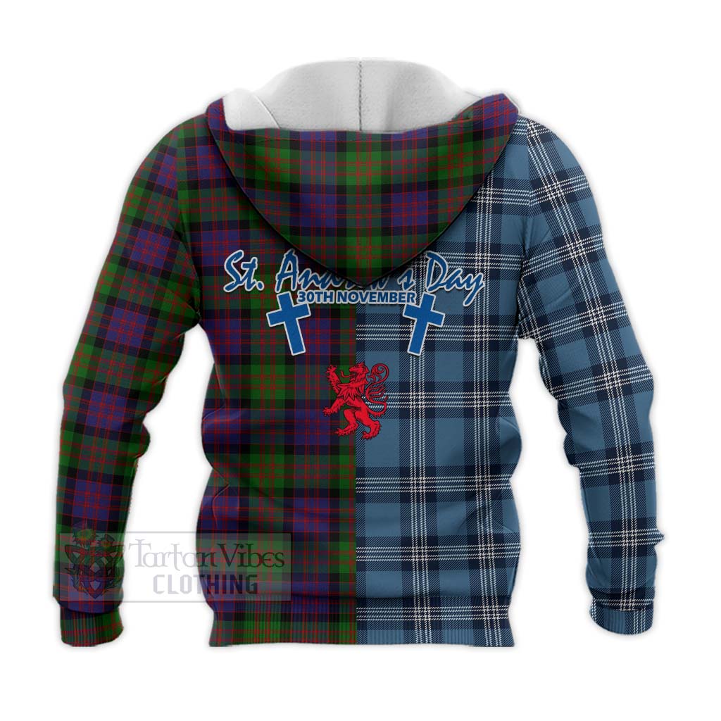 Tartan Vibes Clothing MacDonald (McDonald) Tartan Knitted Hoodie Happy St. Andrew's Day Half Tartan Style