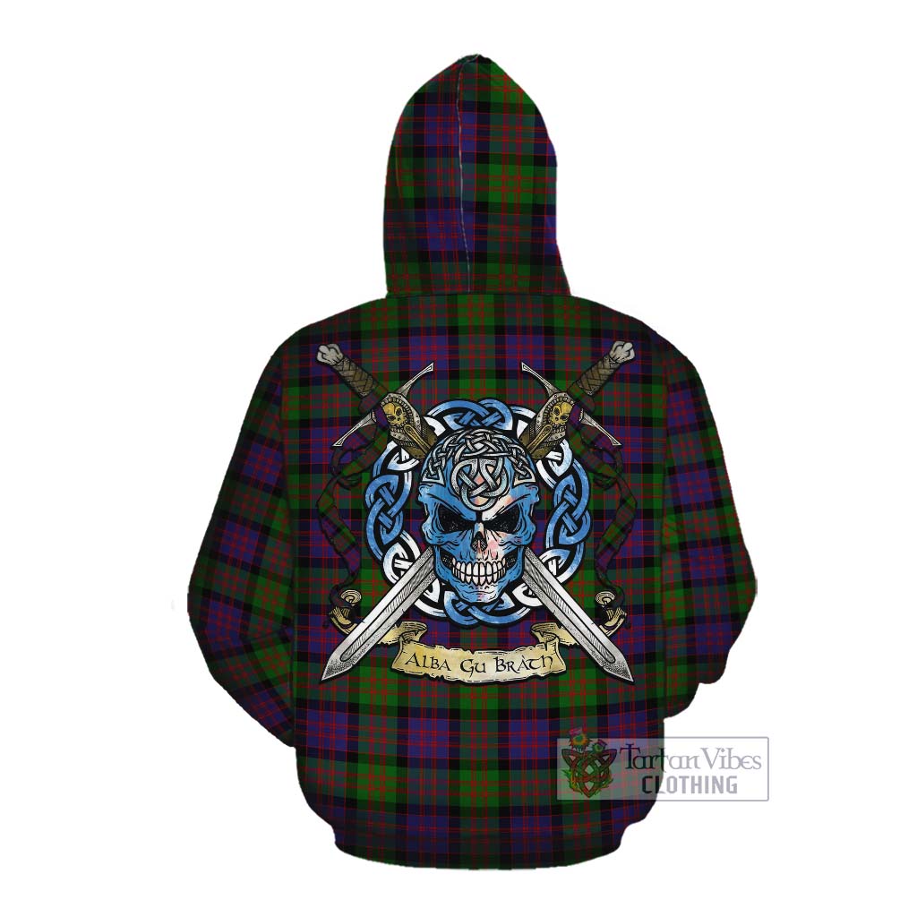 Tartan Vibes Clothing MacDonald (McDonald) Tartan Cotton Hoodie with Family Crest Celtic Skull Style