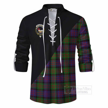 MacDonald (McDonald) Tartan Ghillie Kilt Shirt with Family Crest and Military Logo Style