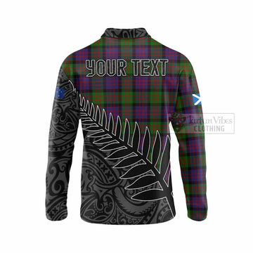 MacDonald (McDonald) Crest Tartan Long Sleeve Polo Shirt with New Zealand Silver Fern Half Style