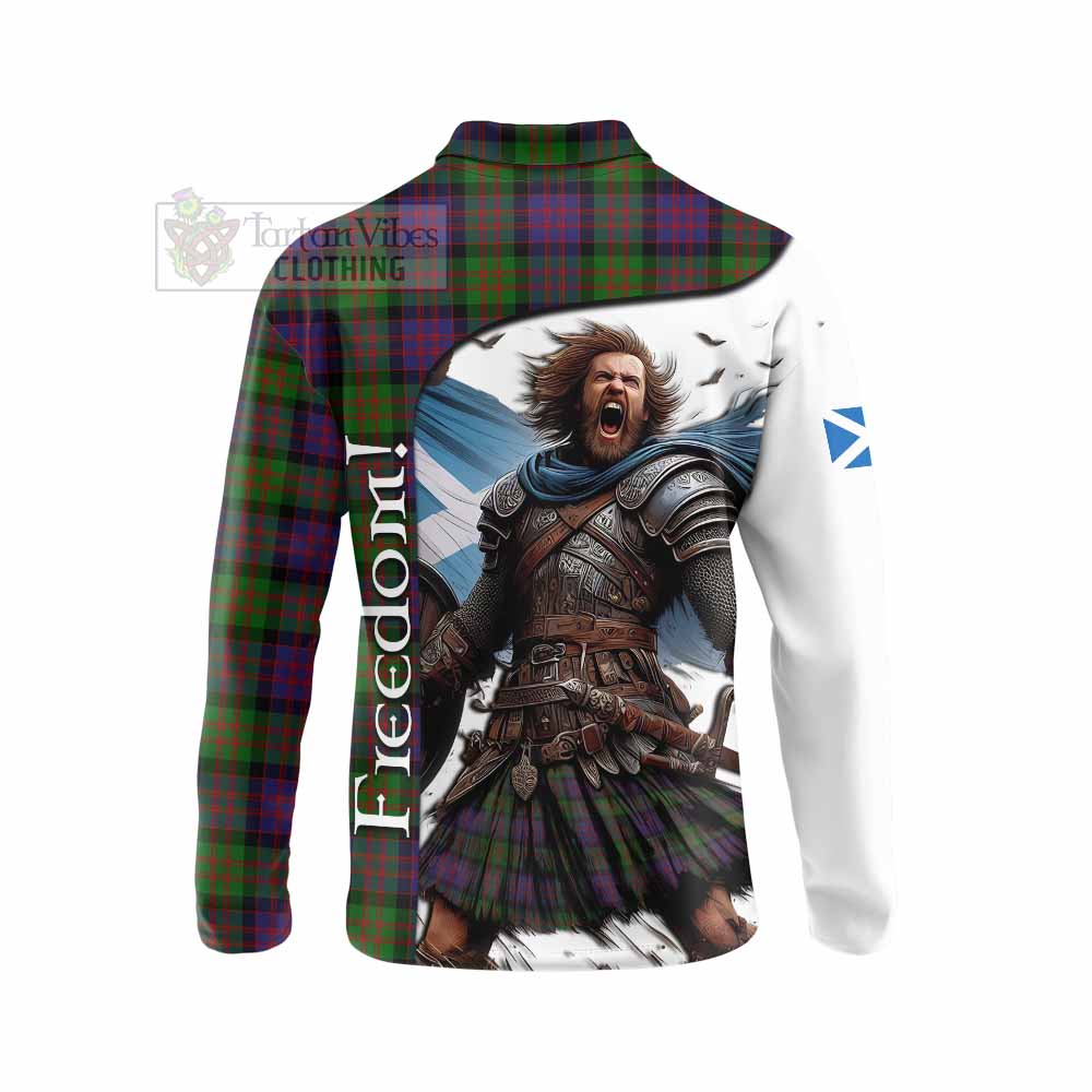 Tartan Vibes Clothing MacDonald (McDonald) Crest Tartan Long Sleeve Polo Shirt Inspired by the Freedom of Scottish Warrior