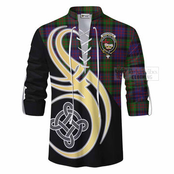 MacDonald (McDonald) Tartan Ghillie Kilt Shirt with Family Crest and Celtic Symbol Style