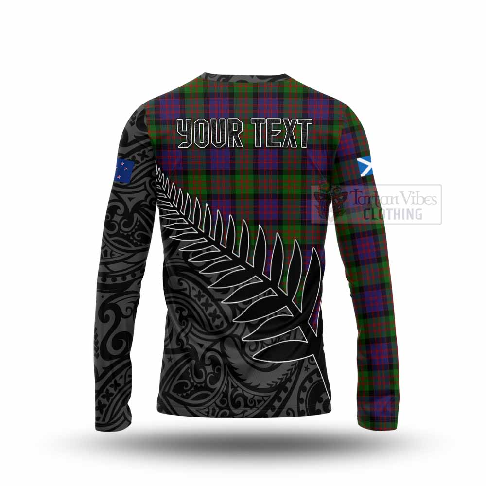 Tartan Vibes Clothing MacDonald (McDonald) Crest Tartan Long Sleeve T-Shirt with New Zealand Silver Fern Half Style