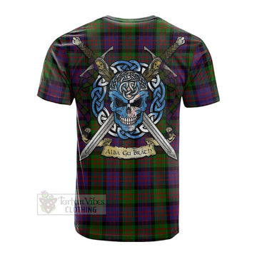 MacDonald (McDonald) Tartan Cotton T-shirt with Family Crest Celtic Skull Style