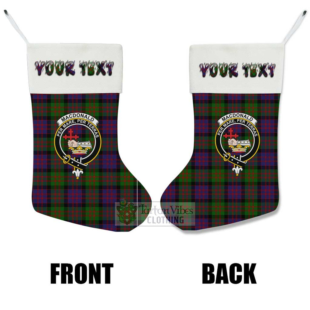 Tartan Vibes Clothing MacDonald (McDonald) Tartan Family Crest Christmas Stocking with Personalized Text