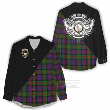 MacDonald (McDonald) Tartan Women's Casual Shirt with Family Crest and Military Logo Style