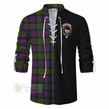 MacDonald (McDonald) Tartan Ghillie Kilt Shirt with Family Crest and Half Of Me Style