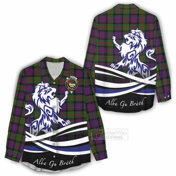 MacDonald (McDonald) Tartan Women's Casual Shirt with Alba Gu Brath Regal Lion Emblem