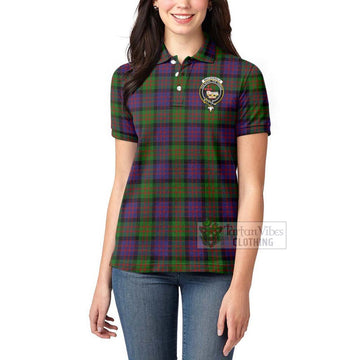 MacDonald (McDonald) Tartan Women's Polo Shirt with Family Crest and Bearded Skull Holding Bottles of Whiskey - Tartan Vibes Clothing