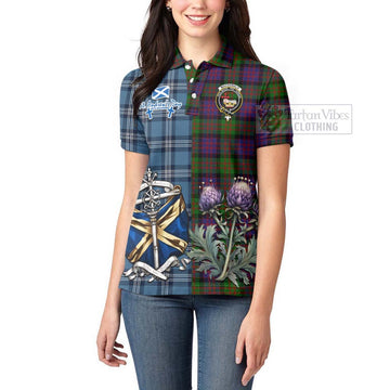 MacDonald (McDonald) Tartan Women's Polo Shirt Happy St. Andrew's Day Half Tartan Style - Tartan Vibes Clothing
