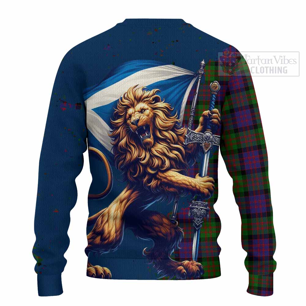 Tartan Vibes Clothing MacDonald (McDonald) Tartan Family Crest Knitted Sweater with Scottish Majestic Lion