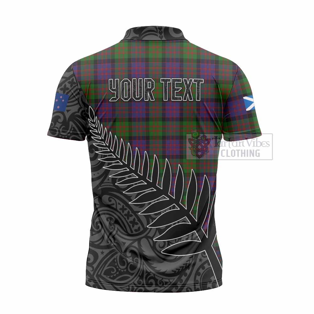 Tartan Vibes Clothing MacDonald (McDonald) Crest Tartan Zipper Polo Shirt with New Zealand Silver Fern Half Style