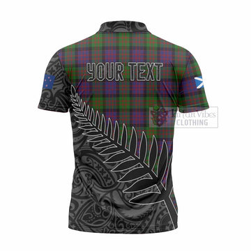 MacDonald (McDonald) Crest Tartan Zipper Polo Shirt with New Zealand Silver Fern Half Style